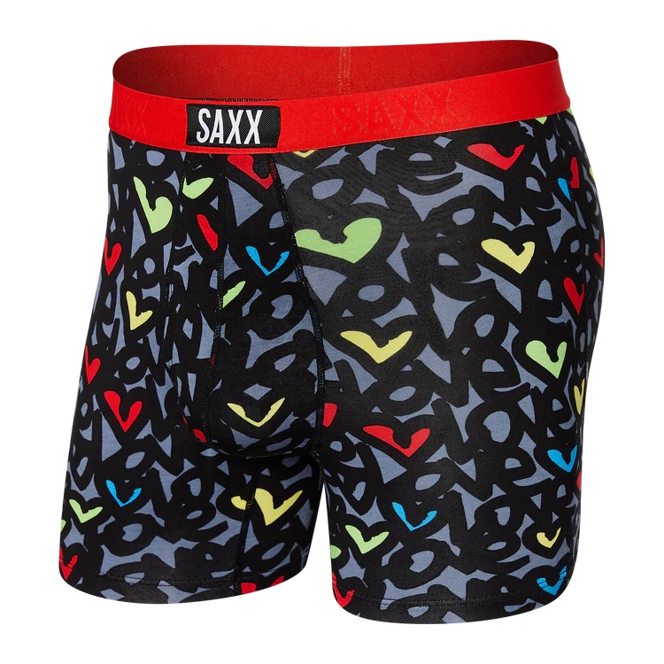 SAXX Ultra Boxer Brief Fly Underwear in Black Cosmic Bowling